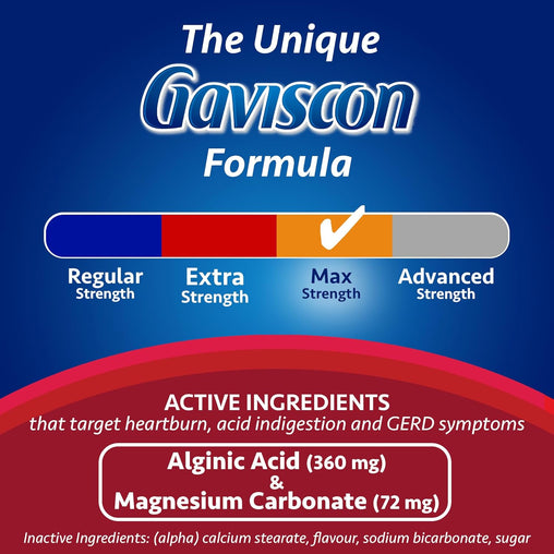 Gaviscon Max Relief, Berry Blend  – 18 Chewable Foamtabs
