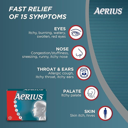 AERIUS Allergy Medicine, Fast Relief, 24-Hour, Non-Drowsy, 40 count