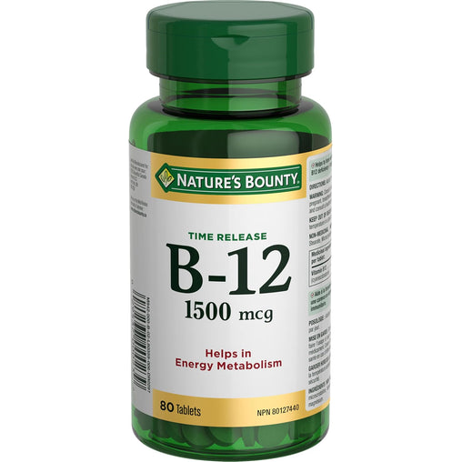 Nature`s Bounty Vitamin B12, Time Release, 1500 mcg - 80 Tablets