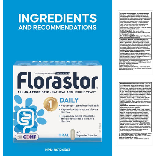 Florastor Daily Probiotic 50 Capsules