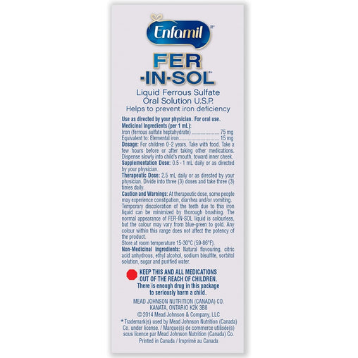 Enfamil FER-IN-SOL Liquid Ferrous Sulfate Oral Solution U.S.P., 50 mL