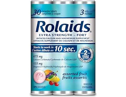 Rolaids Extra Strength Assorted Fruit Tablets – 3 x 10 Count Rolls
