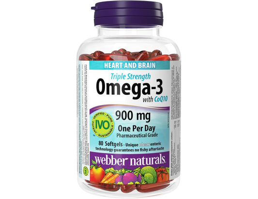 Webber Naturals Omega-3 CoQ10 900mg – 80 Softgels