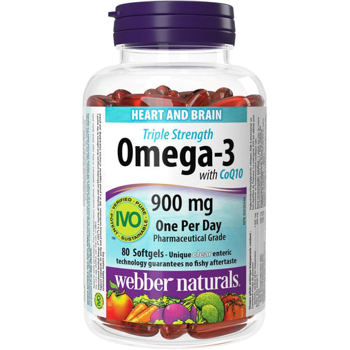 Webber Naturals Omega-3 CoQ10 900mg – 80 Softgels