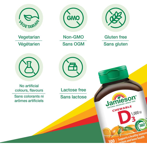 Vitamin D 1000IU Orange Flavour - 100 Chewable Tablets