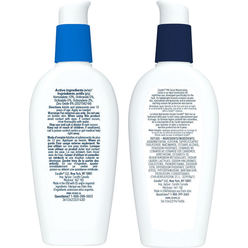 CeraVe AM/PM Face Moisturizing Lotion Bundle: (AM Face Moisturizer, SPF 50 - 89 mL) & (PM Face Moisturizer – 89 mL)