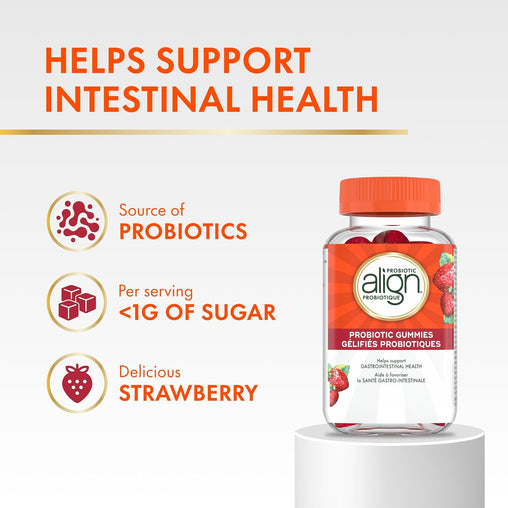 Align Daily Probiotic Supplement Strawberry Flavour -  60 Gummies