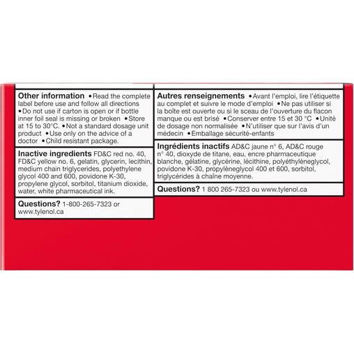 Extra Strength Tylenol 500 mg - 75 Liquid Gels