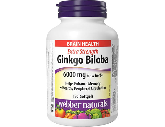 Webber Naturals Ginkgo Biloba 6000 mg, 180 Softgels