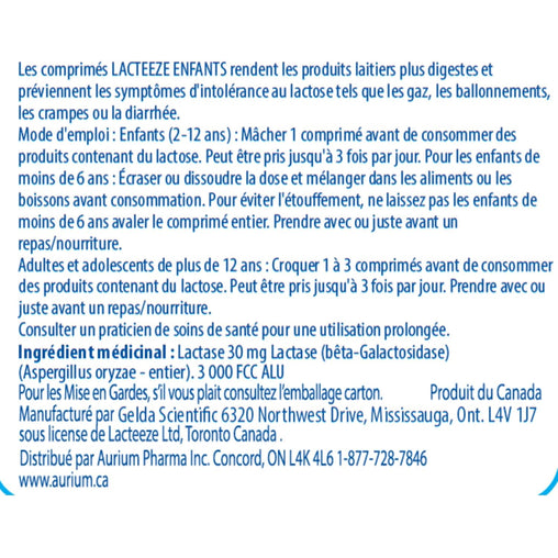 Lacteeze for Children Lactase Enzyme – 100 Tablets