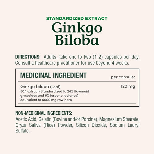 Nature's Bounty Ginkgo Biloba 120 mg, 180 Capsules