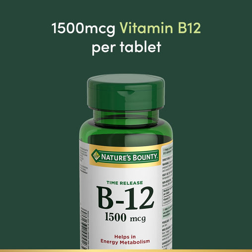 Nature`s Bounty Vitamin B12, Time Release, 1500 mcg - 80 Tablets