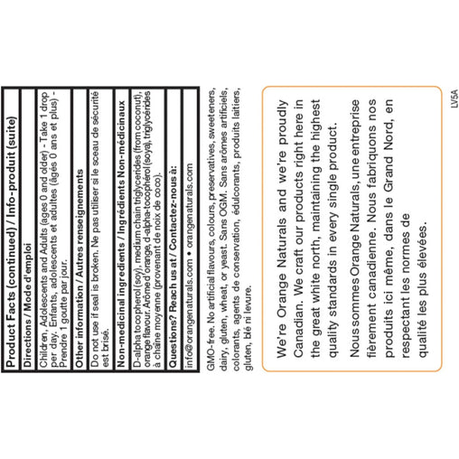 Orange Naturals Vitamin D3 Drops 1000IU  -  15ml