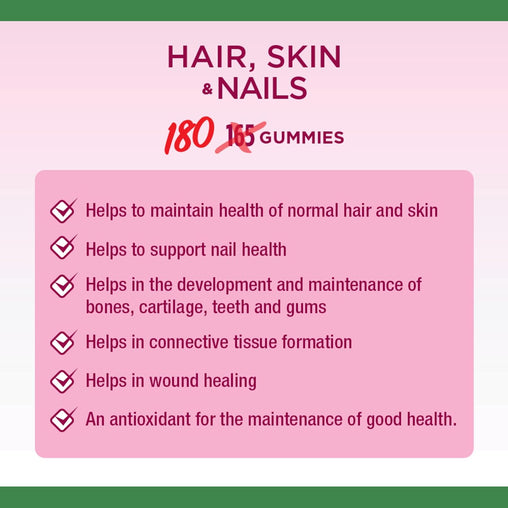 Nature's Bounty Hair, Skin & Nails Gummies with Biotin, 180 ct