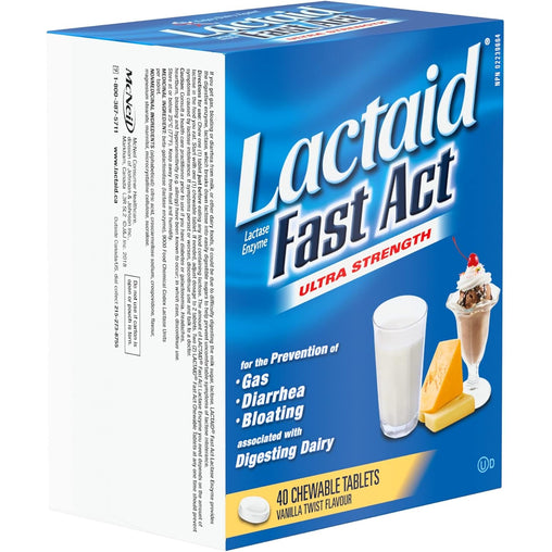 Lactaid Fast Act Ultra Strength Vanilla Twist Chewable Tablets, 40 ct