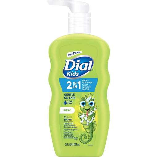 Dial Kids 2-in-1 Body & Hair Wash, Melon, 709 mL
