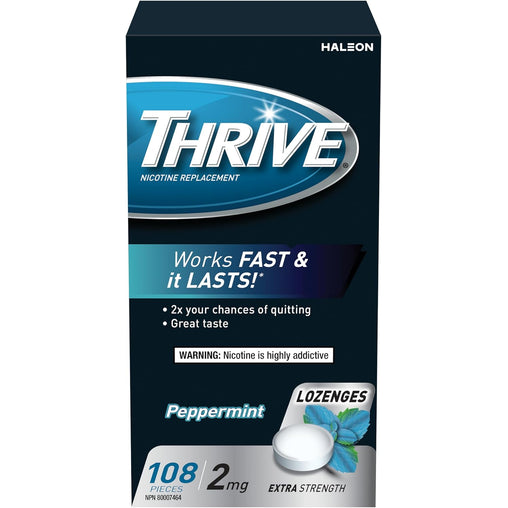 Thrive Nicotine Replacement Lozenges, 2mg Extra Strength, Peppermint, 108 Count