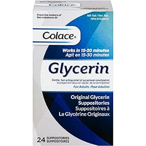 Colace Original Glycerin Suppositories for Adults, 24 Count