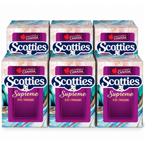 Scotties Supreme 3-Ply Facial Tissues – 6 Boxes (81 Tissues In Each)