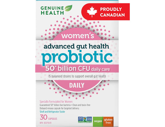 Genuine Health Advanced Gut Health Probiotic Womens Daily 50 Billion CFU, 30 Capsules