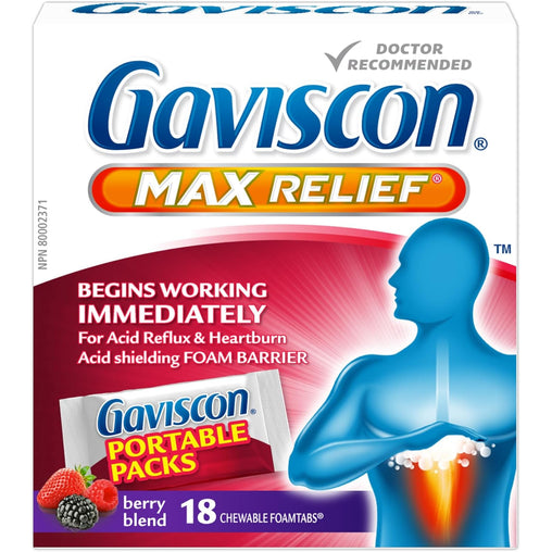 Gaviscon Max Relief, Berry Blend  – 18 Chewable Foamtabs