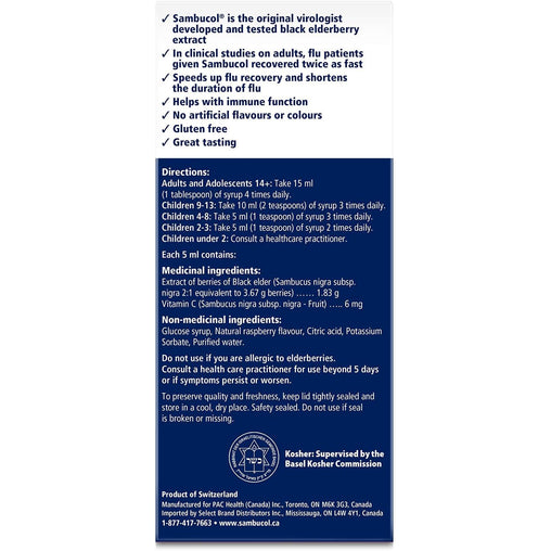 Sambucol Black Elderberry Anti-Viral Syrup Flu Care, 230 mL