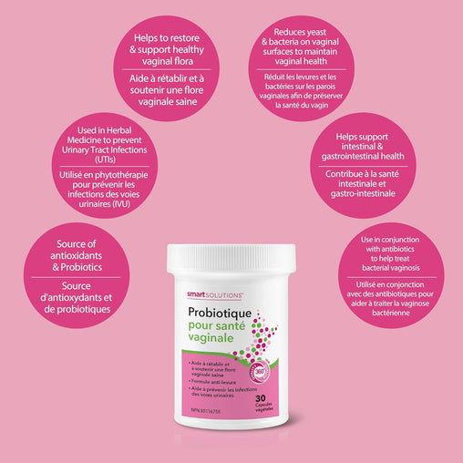Smart Solutions Vaginal Health Probiotic with Cranberry, 30 Capsules