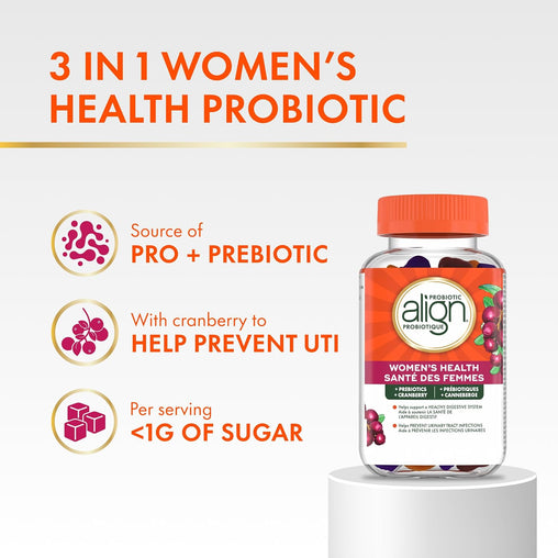 Align Women's Health Prebiotic + Probiotic Gummies, Cranberry - 50 Gummies