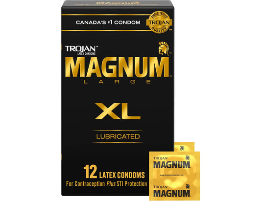 Trojan Magnum XL Extra Large Lubricated Latex Condoms – 12 Pack