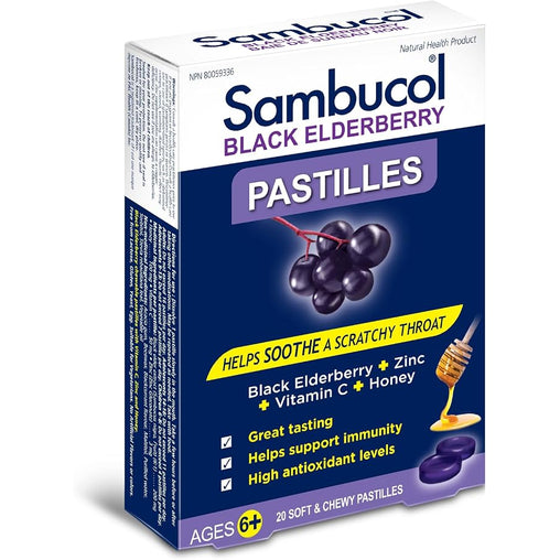 Sambucol Black Elderberry Soft & Chewy Pastilles, 20 Count