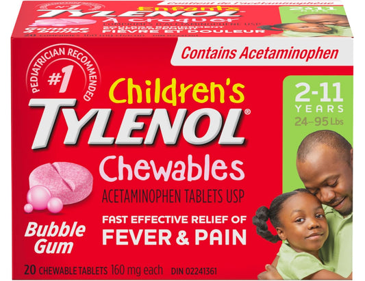 Tylenol Children’s Chewable Tablets Bubble Gum - 20 Tablets