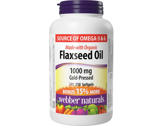 Webber Naturals Flaxseed Oil 1000 mg, 210 Softgels
