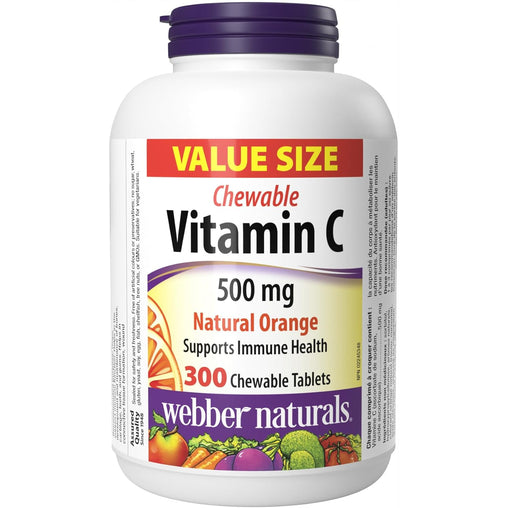 Webber Naturals Vitamin C Chewabale 500 mg, 300t ,Orange