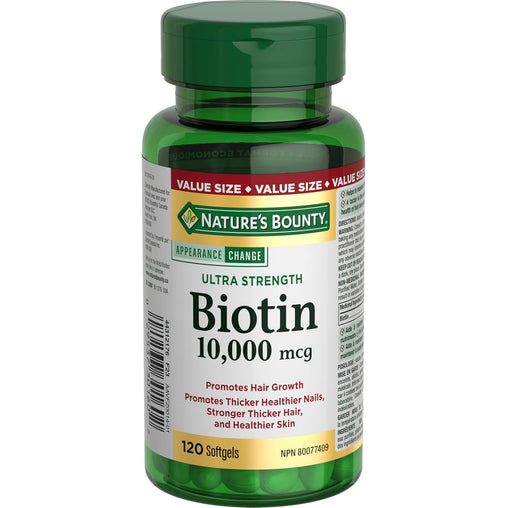 Nature's Bounty Maximum Strength Biotin 10000 mcg, 120 Softgels