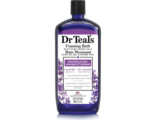 Dr Teal's Foaming Bath with Pure Epsom Salt, Soothe & Sleep with Lavender Essential Oil - 1 L