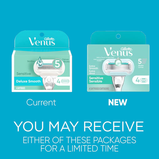 Gillette Venus Extra Smooth Sensitive Women's Blade Refills, 4 Count
