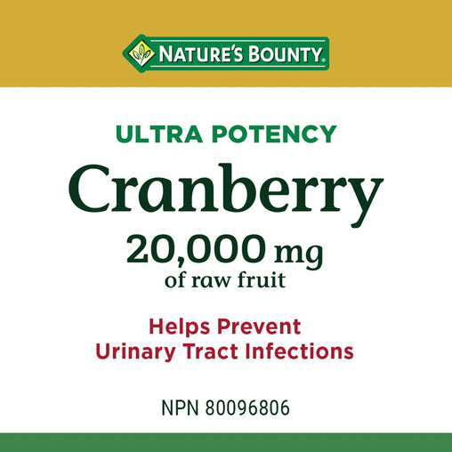 Nature's Bounty Ultra Potency Cranberry 20000 mg, 60 Vegetarian Capsules
