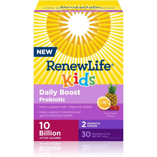Renew Life Kids Daily Boost Probiotic, Fruit Punch – 10 Billion, 30 Packets