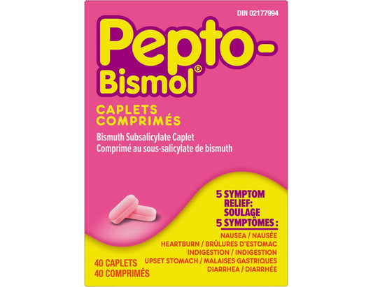 Pepto Bismol Regular Strength , 5-Symptom Stomach Relief - 40 Caplets