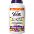 Webber Naturals Calcium Ultra with Vitamin D3 650mg, 280 Tablets,