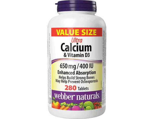 Webber Naturals Calcium Ultra with Vitamin D3 650mg, 280 Tablets,