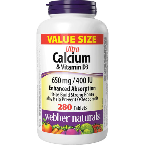 Webber Naturals Calcium Ultra with Vitamin D3 650mg, 280 Tablets,