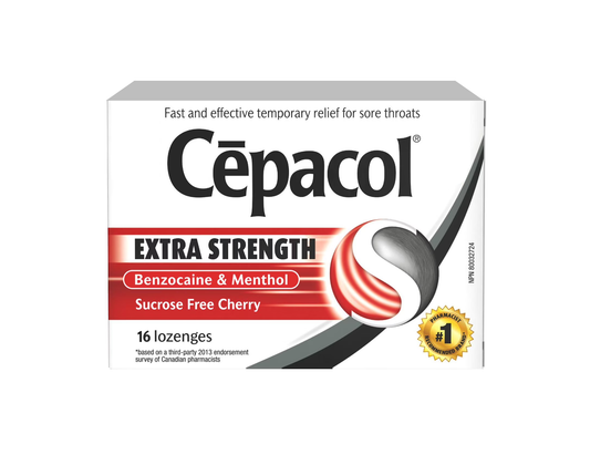 Cepacol - Extra Strength Sucrose-Free Cherry Lozenges - 16 Lozenges - current front package