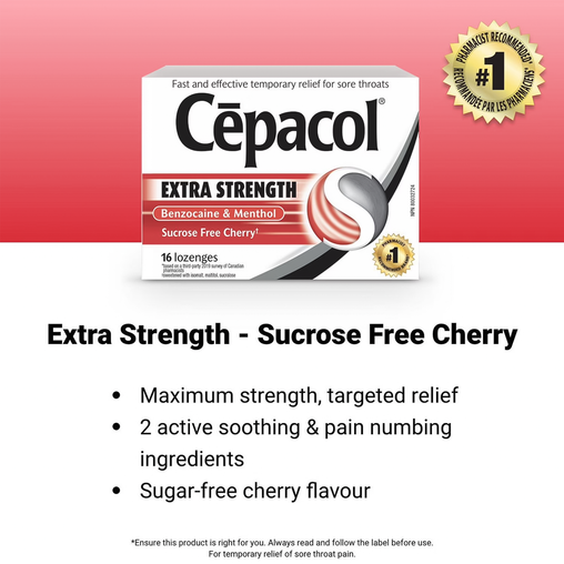 Cepacol - Extra Strength Sucrose-Free Cherry Lozenges - 16 Lozenges - extra-strength product benefits