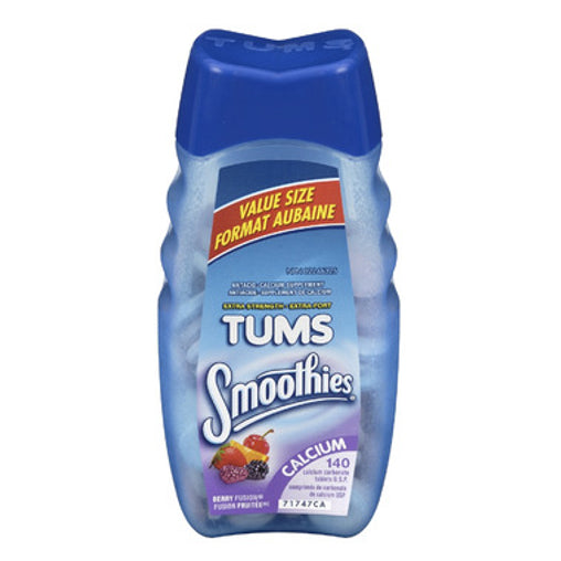 Tums Smoothies Extra Strength Assorted Fruit 750 mg, 140 Tablets