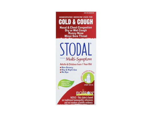 Stodal - Multi-Symptom Cold & Cough Homeopathic Syrup - 200 mL - current product packaging