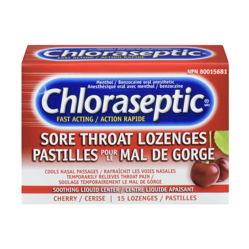 Chloraseptic - Fast Acting Sore Throat Lozenges - Cherry - 15 Lozenges - current product packaging