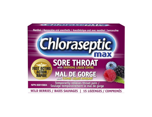 Chloraseptic - Max Fast Acting Sore Throat Lozenges - Wild Berries - 15 Lozenges - current product packaging