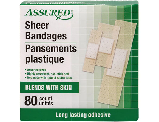 Assured Sheer Bandages Assorted Sizes - 80 Count