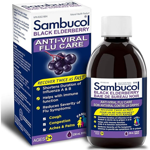 Sambucol Black Elderberry Anti-Viral Syrup Flu Care, 230 mL